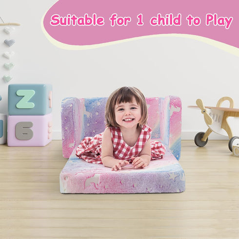 2 -in-1 Toddler Chair and Couch, Toddler Couch Fold Out, Convertible Chairs for Toddlers Comfy Sofa to Lounger