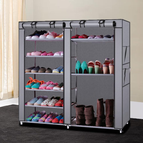 Generic 45" 6-Floor Closet, (2 12 The Large Shoe Rack with dust Cover Shoe Rack with Covers on The Non-Woven Shoe
