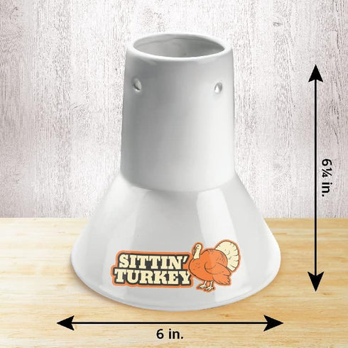 2 Pack- 18lb Sittin' Turkey & Chicken Combo Ceramic Roaster for BBQ, Oven, Grill- Vertical Beer Can Poultry Steamers