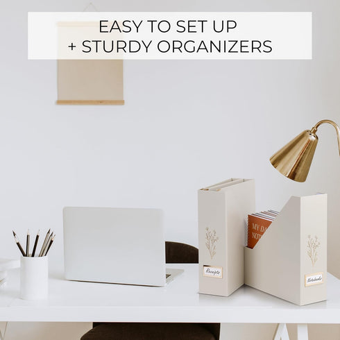 ZICOTO Beautiful Magazine Holder Set of 3, Sturdy File Holder to Organize Desk or Shelves, Perfect Office Storage