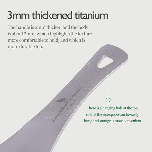 Boundless Voyage Titanium Rice Spoon, Short Handle Cooking Shovel for Outdoor Camping and Household Use