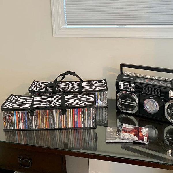 Evelots 2 Pack CD Storage Bags - Clear PVC Plastic Holds 96 CDs with Cases, Strong Handles, Protects from
