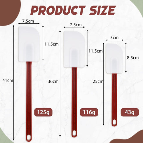 Set of 3 Commercial Silicone Spatulas for Cooking High Heat Resistant Silicone Scraper Commercial Baking Spatula for Kitchen Cooking Utensils, Red Handle, 10 Inch, 14 Inch, 16 Inch (Classic Style) by Gerrii