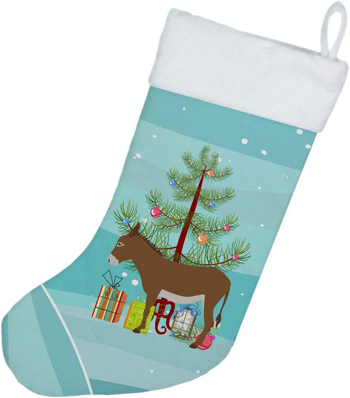 Caroline's Treasures BB9216CS Teal Cotentin Donkey Christmas Stocking, Fireplace Hanging, Holiday Party Decor