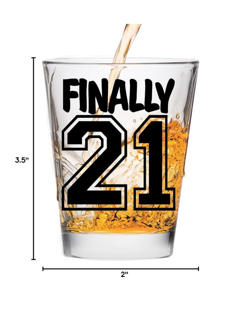 Make Em Laugh Finally 21 Birthday Shot Glass, Celebrate Turning Twenty-One, 21st Birthday Gifts for Him or Her