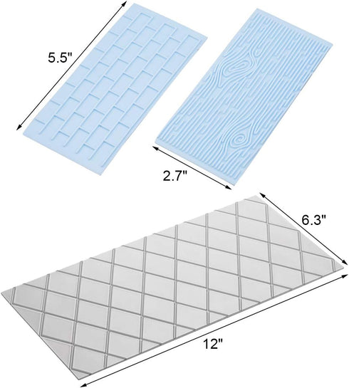 10Pcs/Set Fondant Impression Mat, Tree Bark, Brick, Stone Wall, Flower Cobblestone, Embossing Mold Tools