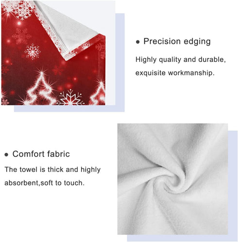 Set 3, 1 ALAZA Christmas Bathroom Towels Decorative Red of Bath Hand Washcloth White Snowflake Soft Luxury Kitchen Spa