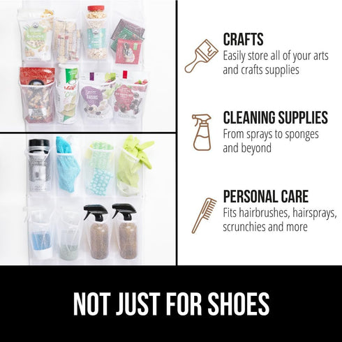 GORILLA GRIP Over the Door Shoe Organizer, 24 Large Breathable Mesh Pockets, Space Saving Storage Holder, White