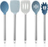COOK WITH COLOR Silicone Cooking Utensils - 5 Pc Kitchen Utensil Set for Nonstick Cookware (Blue and White)