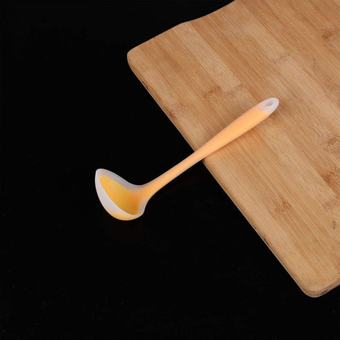 uxcell Silicone Soup Ladle Spoon 8.3 Inch Length Heat Resistant to 450°F One Piece Design Restaurant Kitchen Cooking Utensil for Serving Soup Orange