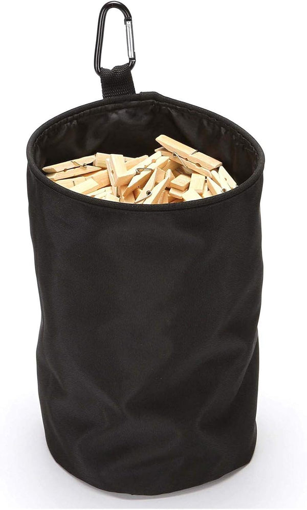 Clothespin Bag Hanging Clothesline Peg Organizer Storage Bags, Dust-proof (Black)