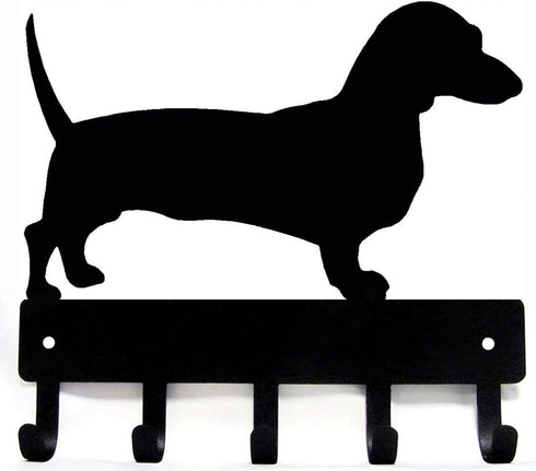 Dachshund Key Holder for Wall - Small 6x5 inch with 5 Hooks - Made in the USA
