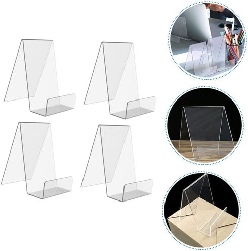 Tofficu 8 Pcs Acrylic Stand Tabletop Decor Book Stand Display Stand Easel Household Decor Easel Stands Book Holder Notebook Shelf Notebook Bracket Artwork Frame Office Picture Phone Stand