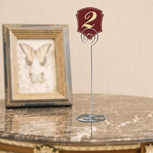 Place Card Holders, 10pcs 8.6" Tall Table Number Holders for Weddings, Office Desk, Silver