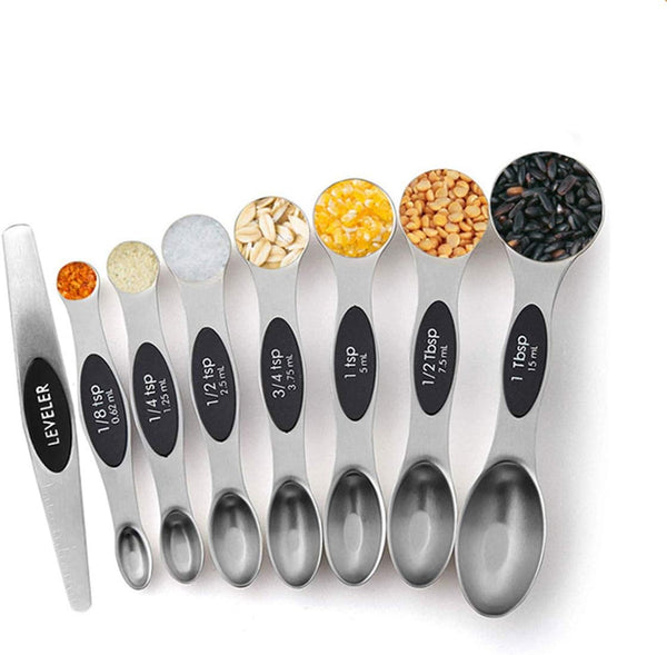 Stainless Steel Baking Tools, Magnetic Double-Headed Measuring Spoons, 8 PCS