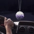 Rear View Mirror Bling Crystal Ball Charms, Purple Car Accessories for Women
