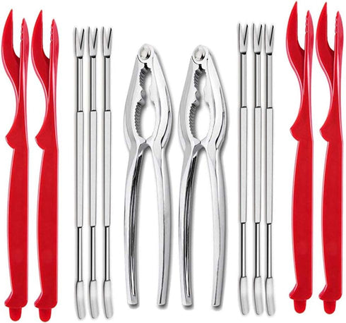 12 Pcs Crab Leg Crackers and Tools Set, Mother's Day Gifts with 2 Crackers, 4 Lobster Shellers, 6 Forks
