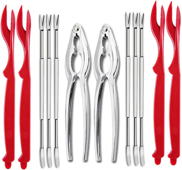 12 Pcs Crab Leg Crackers and Tools Set, Mother's Day Gifts with 2 Crackers, 4 Lobster Shellers, 6 Forks