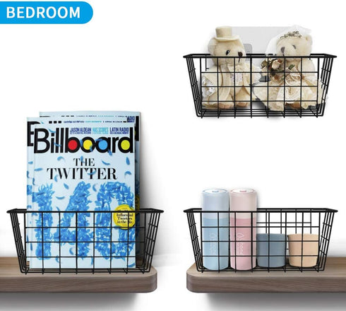 MaraFansie Hanging Kitchen Baskets, Over the Cabinet Door Organizer, No Drilling Adhesive Basket, 2 Pack, Black