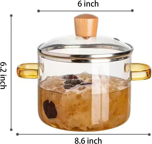 Clear Cooking Pots 1.5L(50oz) High Borosilicate Cooking Pot,Glass Cooking Pots for Stove Top Glass Saucepan,Glass Pot With Lid for Noodle,Soup,Milk,Tea by SVICCOOKQ