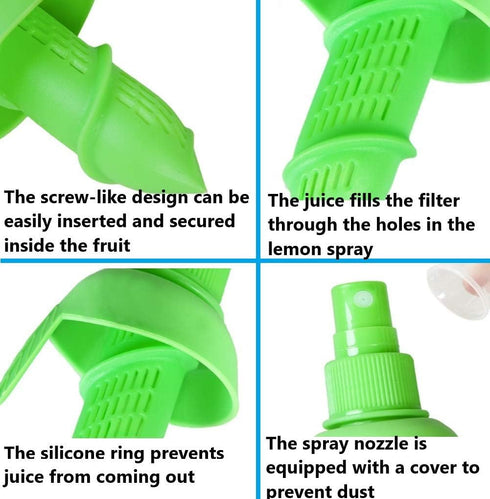 BJLIIO 2Pcs Set, Lemon Juice Sprayer, Manual Orange Juice Citrus Spray with Holder Plate, Green Citrus Sprayer Lemon