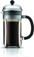 Bodum 34oz Chambord French Press Coffee Maker, High-Heat Borosilicate Glass, Brushed Stainless