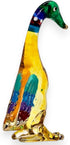 Tiny 2½" High Multicolor Standing Goose Figurine - Miniature Hand Blown Painted Glass Birds Decorative Collectible