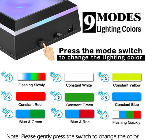 IFOLAINA Multicolor LED Light Base Show Stand, Square Display Plate, 9 Lighting Modes for 3D Crystal Art