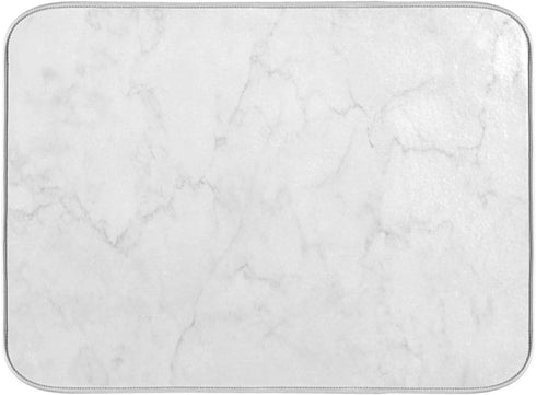 White Marble Dish Drying Mat, Easy Clean Dishwasher Safe Heat Resistant Eco-Friendly Countertop Mat, 18 x 24 inches