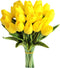 Mandy's Artificial Tulips – 20 Stems Yellow PU Faux Flowers for Wedding Home Decor, 13.5 Inch