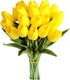Mandy's Artificial Tulips – 20 Stems Yellow PU Faux Flowers for Wedding Home Decor, 13.5 Inch