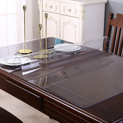 Hodmutst 16x32 Inch Clear PVC Writing Desk Protector Retangular Plastic Table Cover Protector Pad Mat for Dresser Table