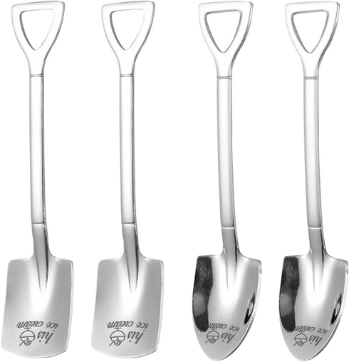 4 Pcs Stainless Steel His and Hers Ice Cream Spoons, Metal Shovel Spoons for Coffee, Dessert, Kitchen