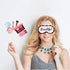 25Pcs Spa Photo Booth Props with Stick - Makeup/Spa Party Decorations for Women, Girls, Birthday Selfie Props
