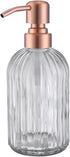 Rose Gold Glass Soap Dispenser, 16oz Vintage Dish Soap Dispenser for Bathroom, Kitchen
