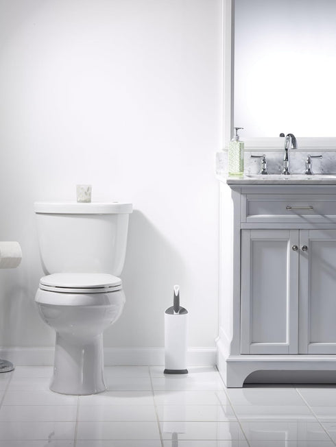 2-Piece, Clorox Covered Toilet Brush and Caddy with Splash Guard & Non-Skid Base, White