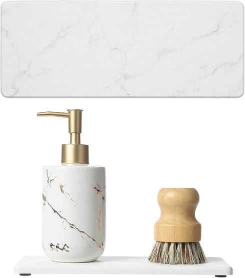 Razborci 2PCS Water Absorbing Stone Drying Tray for Kitchen Counter, Diatomite Mat Vanity