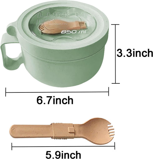 2Pack 28.7oz Wheat Straw Microwave Ramen Bowl Set, Noodle Bowls with Lid and Spoon, BPA-Free (Pink+Green)