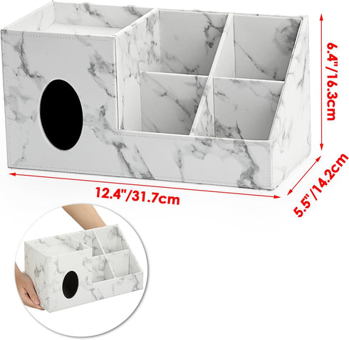 Sumnacon Square PU Tissue Box Cover, Stylish Leather Tissue Box Organizer for Bathroom, Living Room, and Office