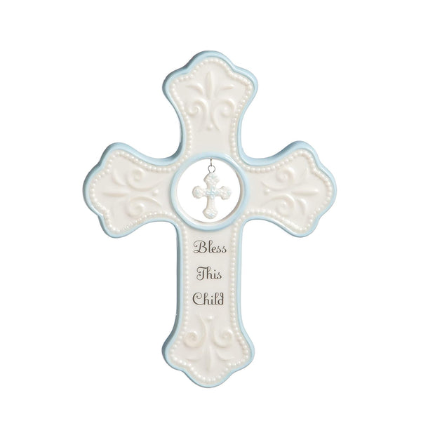 NAT and Jules Bless This Child Hanging Cross, Blue