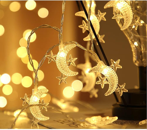 Fielegen 40 LED Moon String Lights - Battery Operated 20ft Mini Star Fairy Lights for Garden, Wedding, Party Decorations