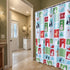 Christmas Holiday Cheer Fabric Shower Curtain - Winter Theme with Snowmen, Penguins, Polar Bears, Deer, 70x70 inch