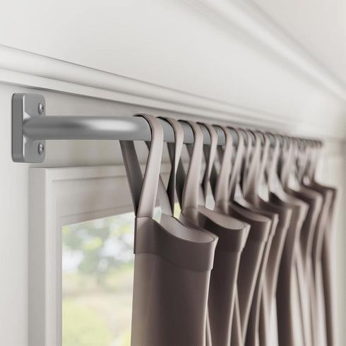 Curtain Rods for Windows 32 to 60 inch, 5/8" Diameter Silver Curtain Rod Ceiling Mount, Warp Around Long Curtain Rod for Bedroom Living Room Blackout Curtain Rod