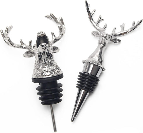 Coitak Deer Head Wine Pourer Spout, Wine Bottle Stopper for Home and bar, Animal Wine Pourer and Stopper With Silicone