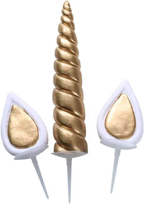 9625321410 Unicorn Cake Topper - Reusable Gold Unicorn Horn, Ears, Eyelashes, Party Decoration Set for Baby Shower,