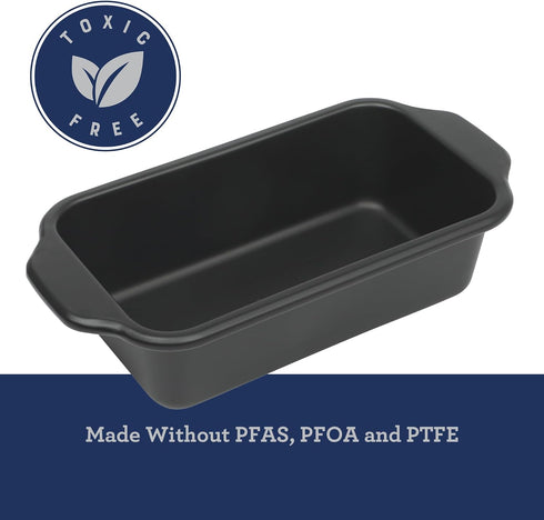 9 5 Inch Oster Teston x Loaf Pan, Nonstick Carbon Steel Bread Baking Pan, Matte Black, PFAS-Free, Oven-Safe, Easy