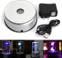 LED Colorful Lighted Display Base, Unique Rotating Crystal Stand Holder with AC US Adapter, Silver