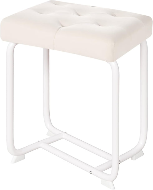 BEWISHOME White Vanity Chair, Leather Vanity Stool, Small Stool Chair for Vanity,