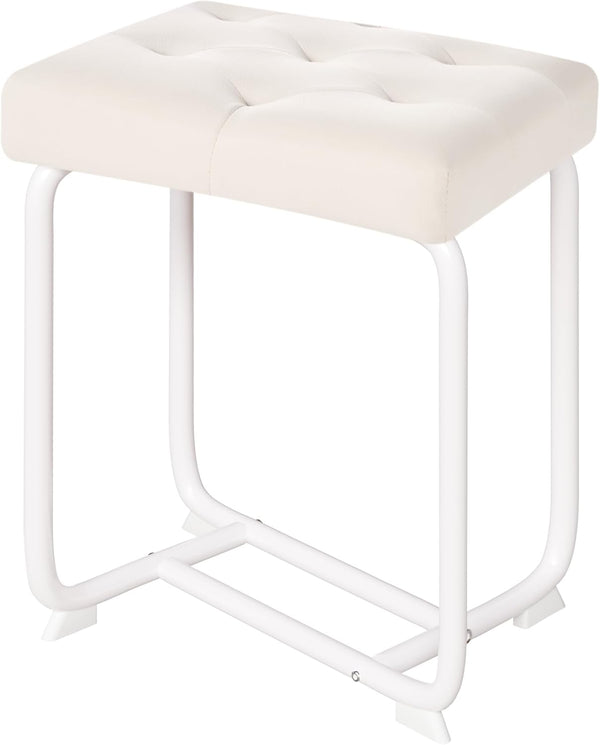BEWISHOME White Vanity Chair, Leather Vanity Stool, Small Stool Chair for Vanity,