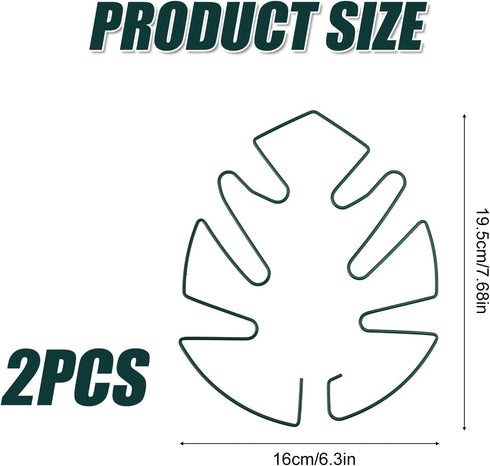 BOXOB 2pcs Monstera Leaf Plant Support, Metal Climbing Plant Stem Supports Monstera Shaped Plant Stand Ring Houseplant